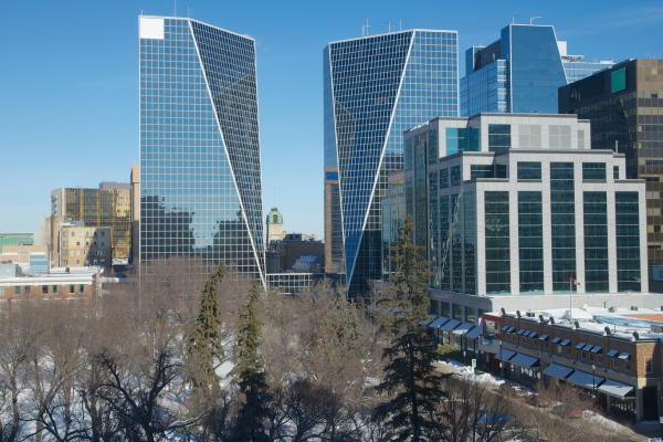 Buildings glisten in downtown Regina, Saskatchewan which features some of the most affordable home prices in Canada