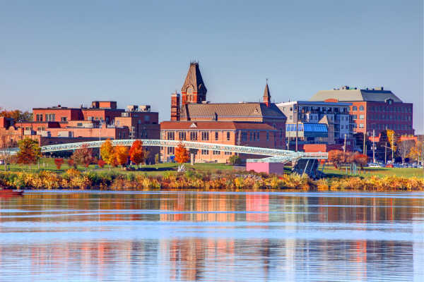 A relaxing view of the small city of Fredericton, New Brunswick.