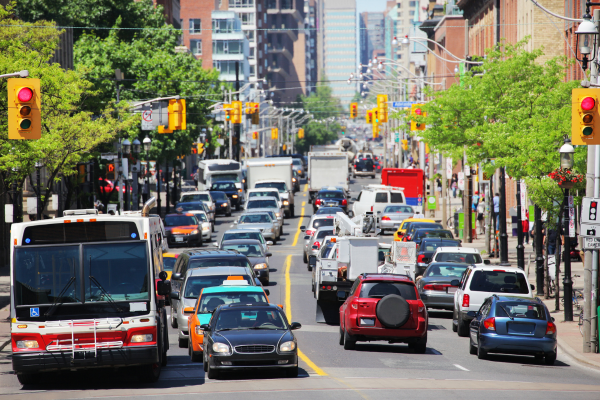 Summer traffic congestion in Toronto.